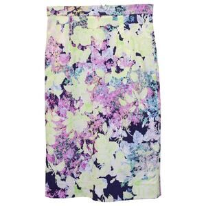 Erdem Women’s Botanical Floral Print Pencil Skirt Multicolor Cotton Blend SZ 10